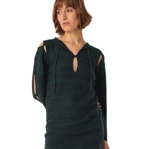 SKFK x Martina Spetlova Hoki Sweater Blue Green Stripe Cut Outs Medium NWT